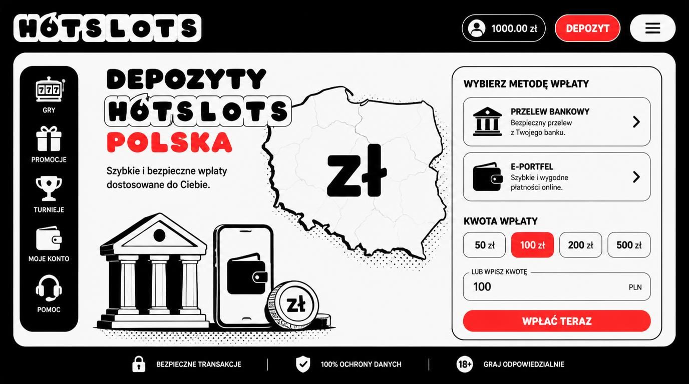 Interfejs kasyna pokazujący informacje o depozytach dla graczy z Polski, złotówka i e-portfel